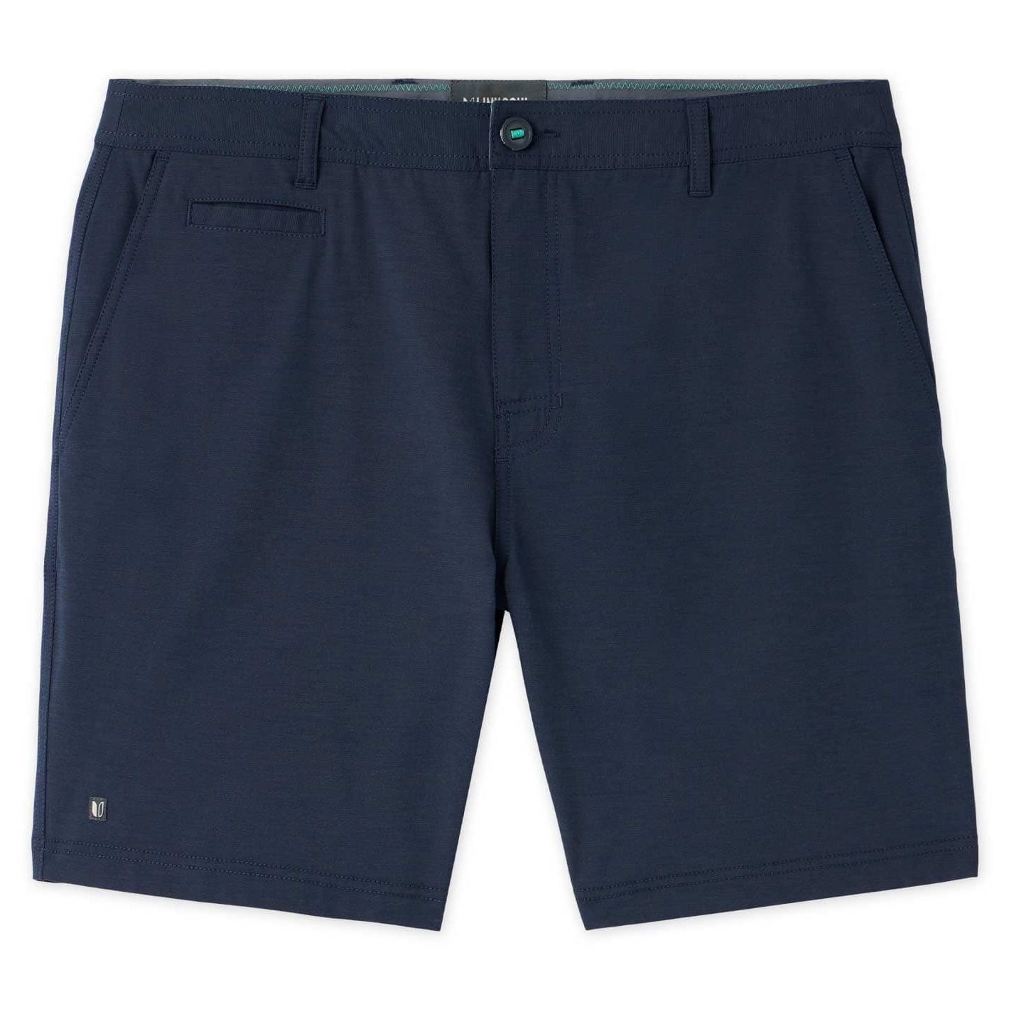 Navy blue shorts on a white background
